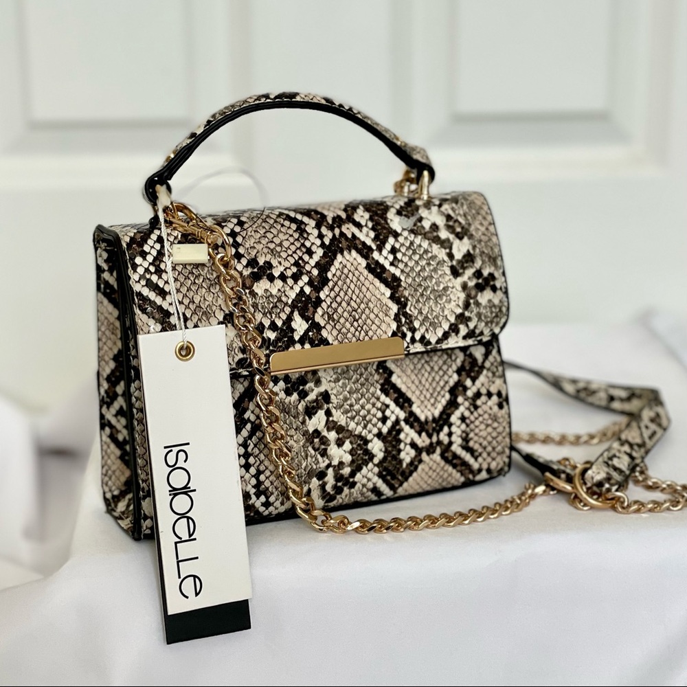 Isabelle Vegan Mini Snakeskin Satchel/Crossbody Bag - Picture 7 of 10
